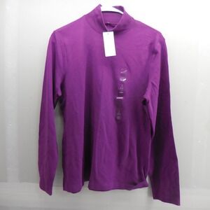 Charter Club Pima Cotton Mock Neck Top Purple Iris Glow 50155IR814 Mens Large